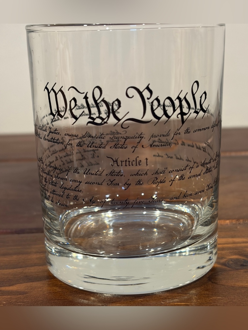 We The People US Constitution Preamble Whiskey Rocks Glass USA